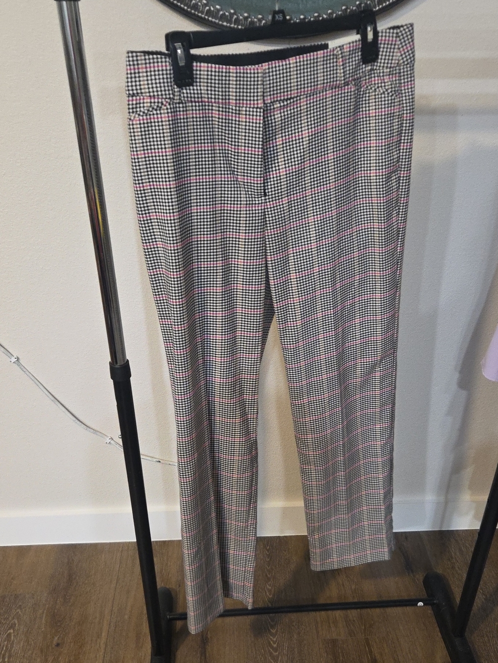 Cato Gray Glen Plaid Dress Pants with Pink Windowpane